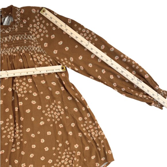 Free People Flowers in Her Hair Smocked Long Sleeve Tunic Boho Mini Dress XS - Picture 10 of 13
